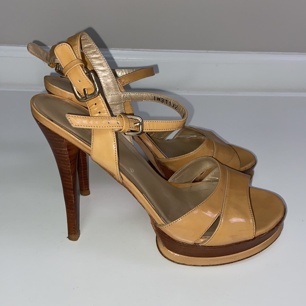 Stuart Weitzman l Tan Leather Platform Heels 8